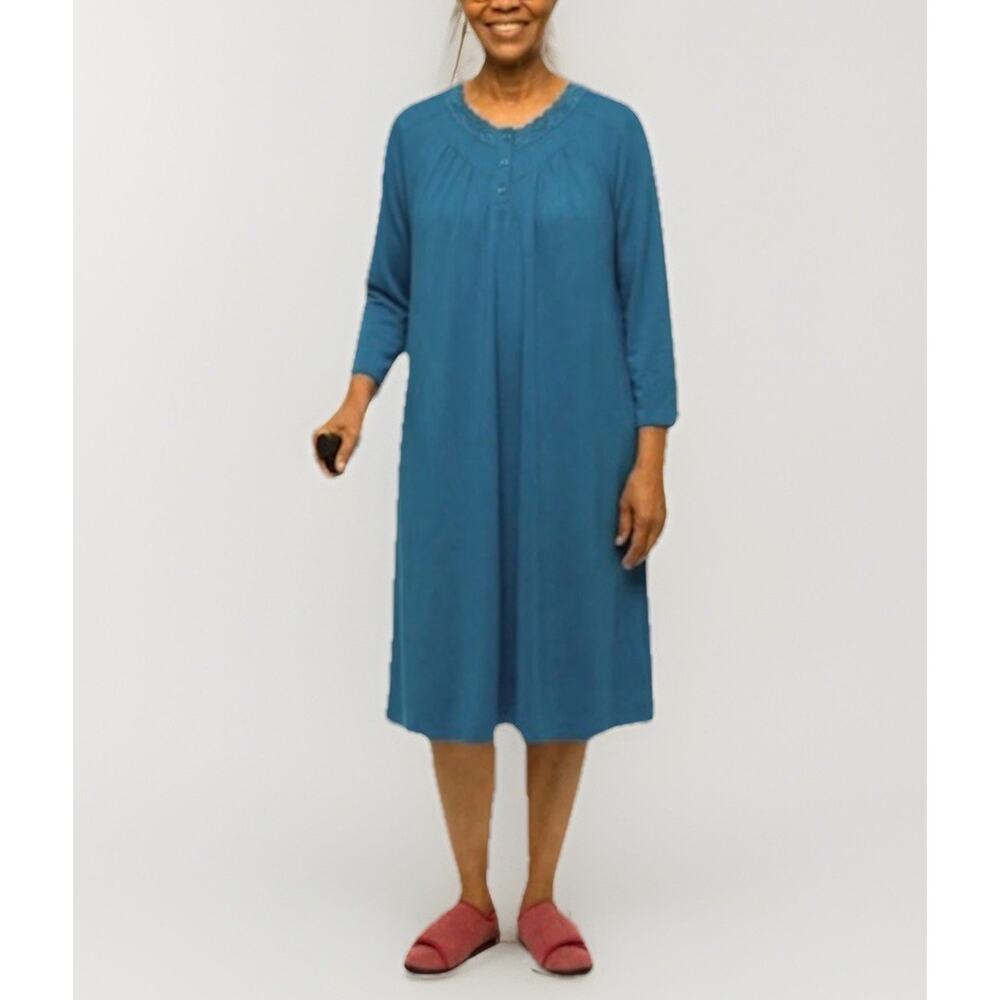 Silverts Adaptive XL Nightgown Hospital Open Back Post-Surgery‎ Blue Long Sleeve